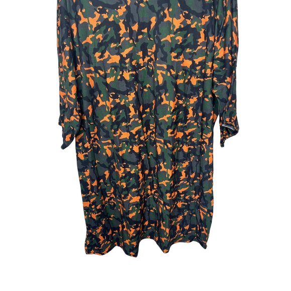 PrettyLittleThing T Shirt Mini Dress Womens 12 Camo Green Orange Casual Fall - Picture 9 of 9